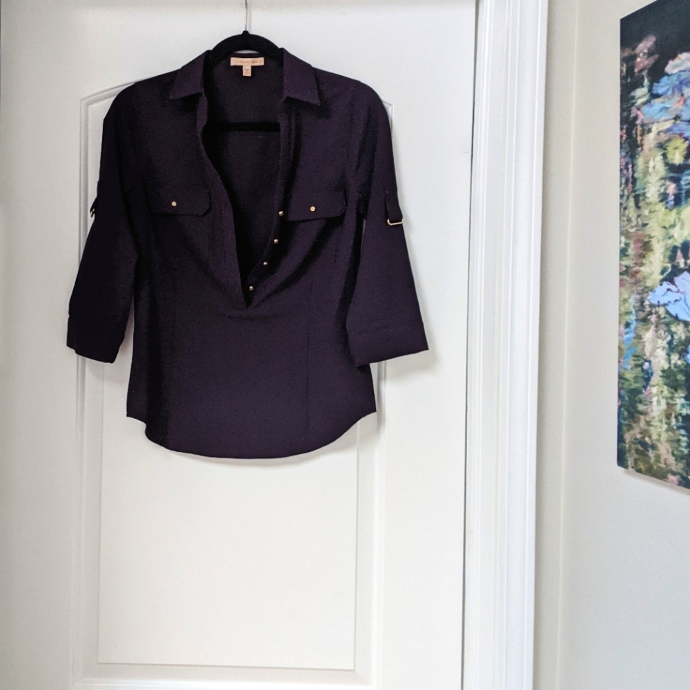Skies Are Blue x Stitch Fix Eggplant Purple Blouse Top